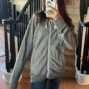 Gray zip up merino wool icebreaker hoodie, size M